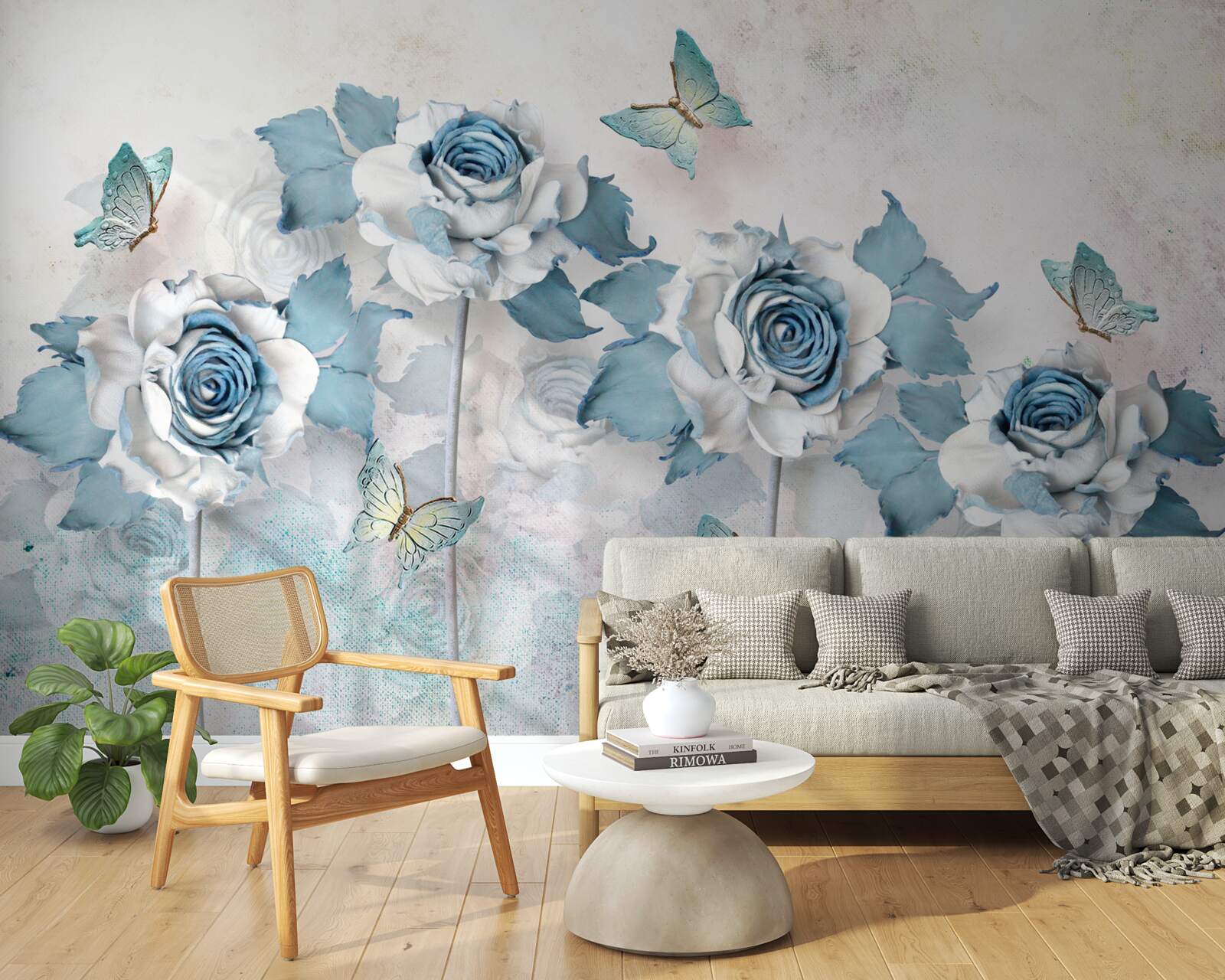 Fototapeten Dankbare Rosen aus Textilien und Schmuck mit Motten