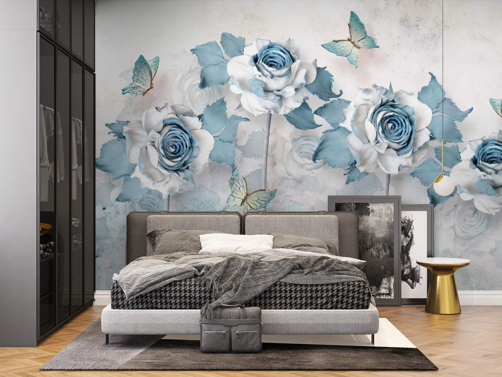 Fototapeten Dankbare Rosen aus Textilien und Schmuck mit Motten