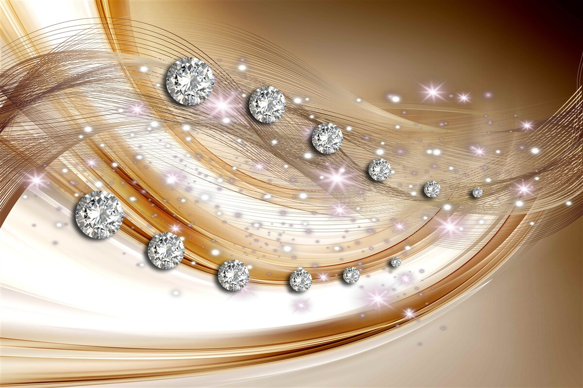 Fototapeten Goldene Seide mit Diamanten