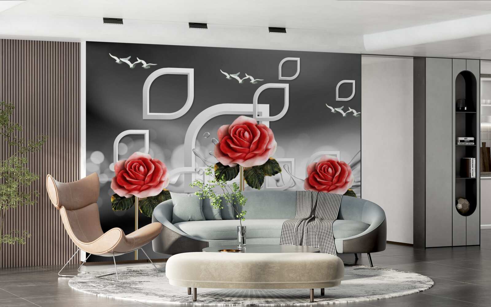 Fototapeten Purpurrote Rosen sind stolz auf einen abstrakten Hintergrund
