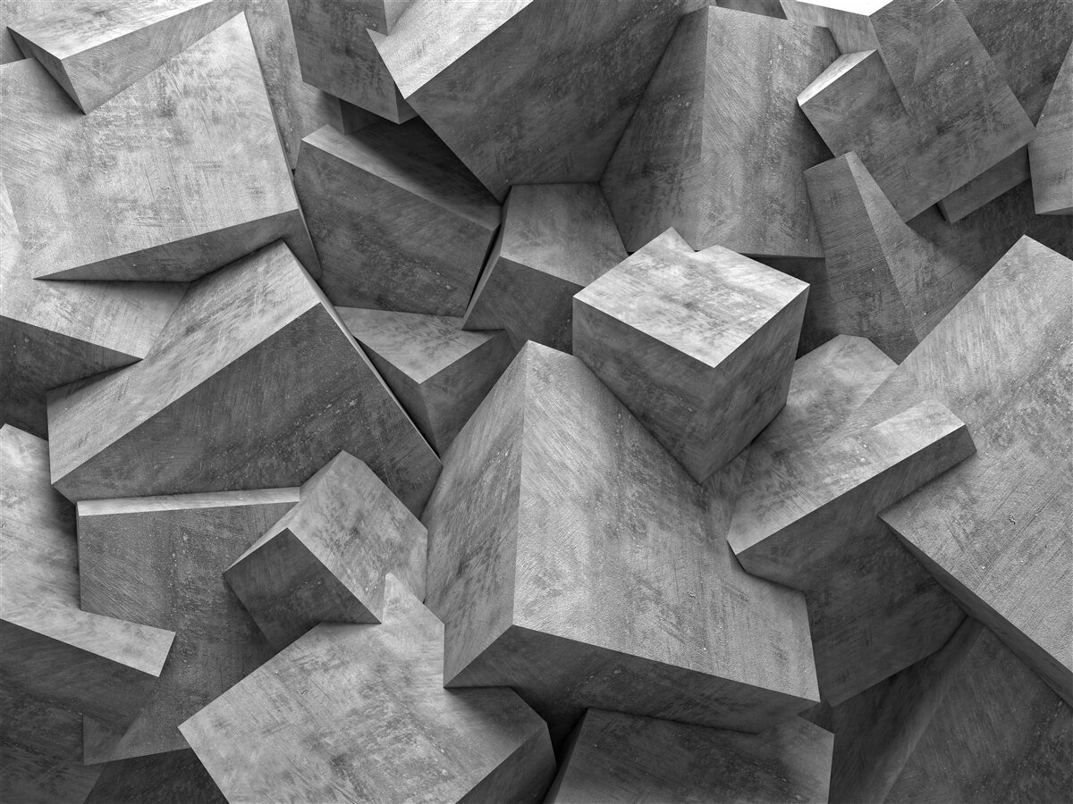 Fototapeten Drei -dimensionale geometrische Formen in Grau
