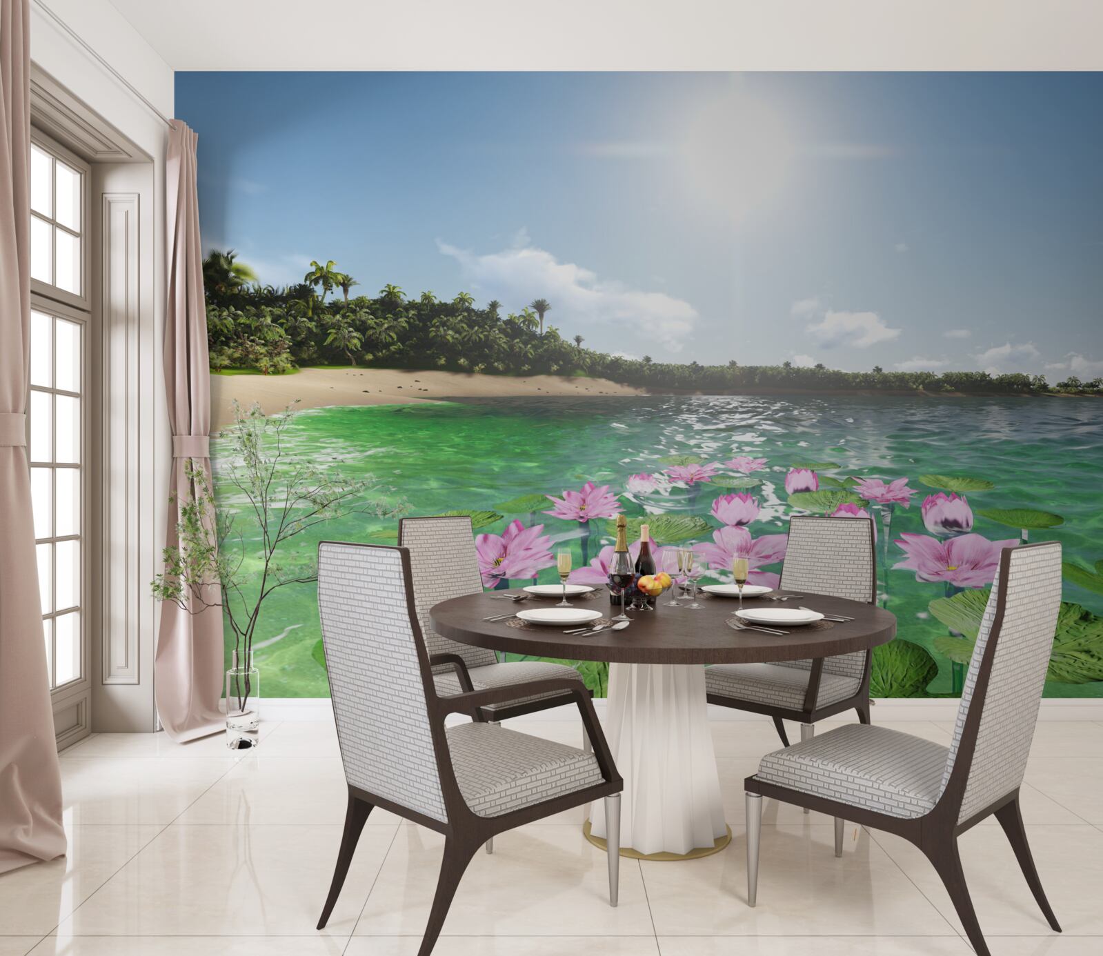 Fototapeten Rosa Lotus auf der Wasseroberfläche