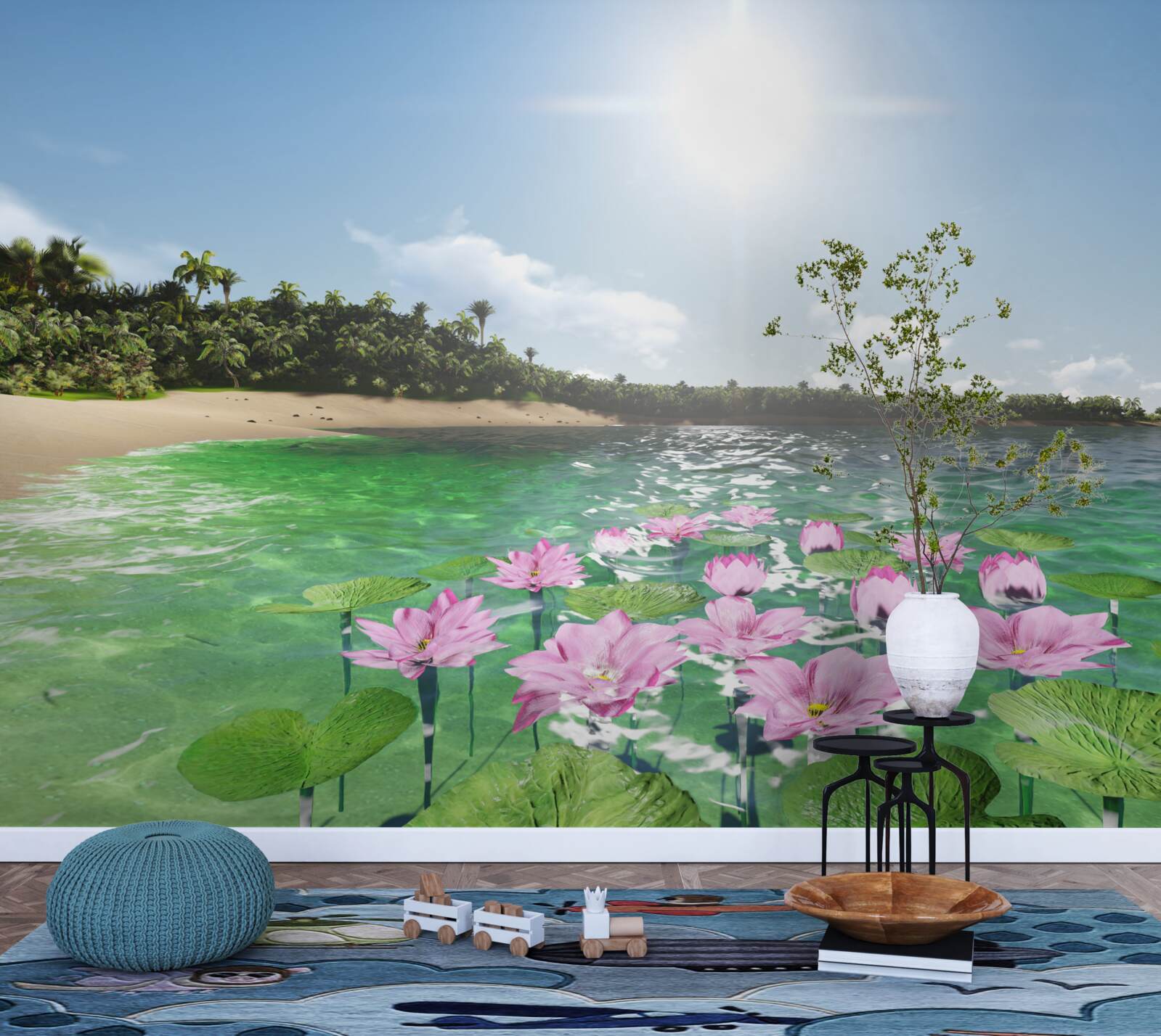 Fototapeten Rosa Lotus auf der Wasseroberfläche