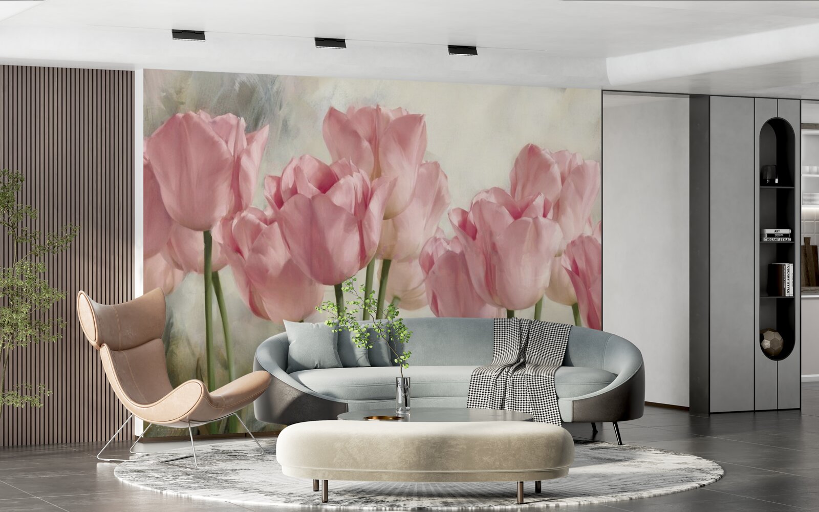 Fototapeten Hellrosa Knospen von Tulpen