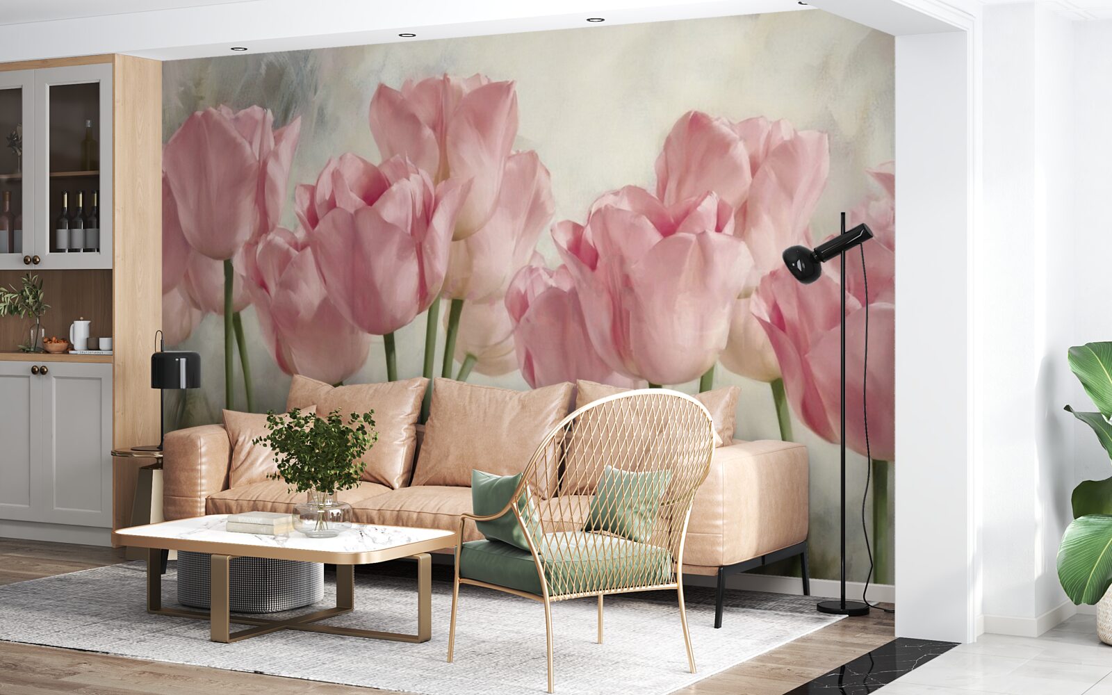 Fototapeten Hellrosa Knospen von Tulpen