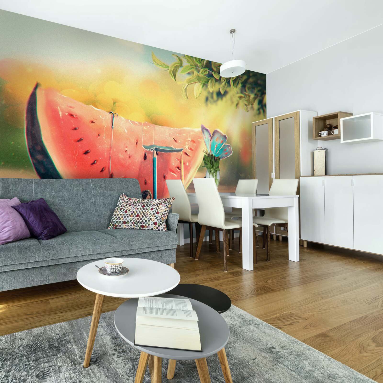 Fototapeten Ein großes Stück süßer Wassermelone