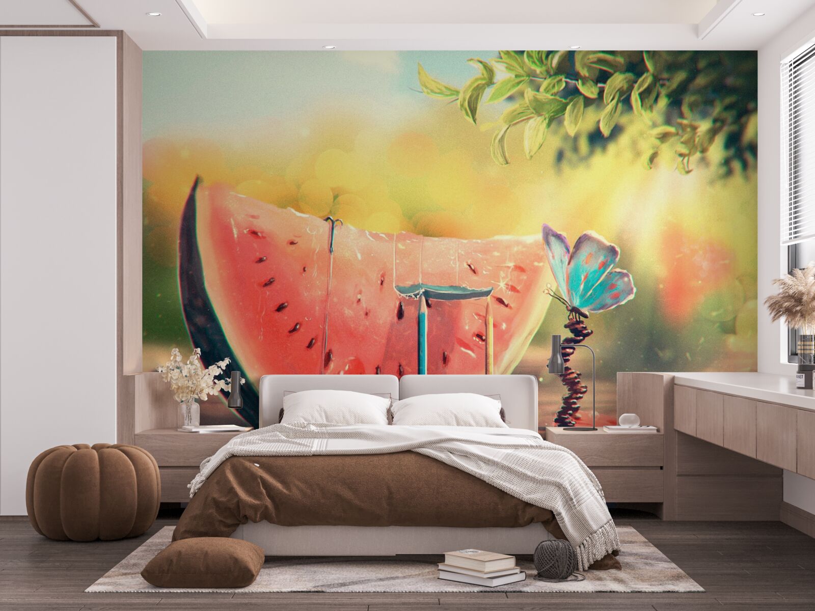 Fototapeten Ein großes Stück süßer Wassermelone