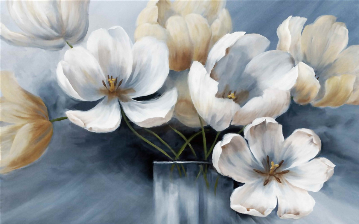 Fototapeten Bild mit großen hellen Blumen