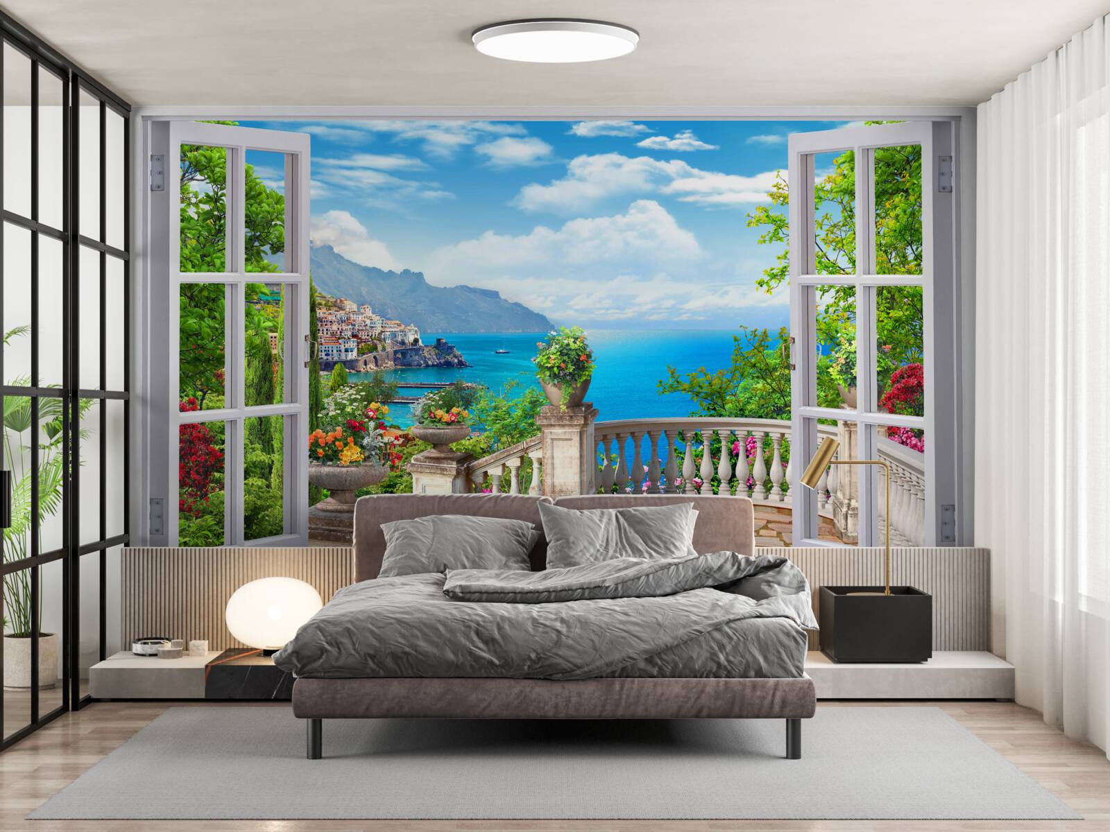 Fototapeten Eine Waldwohnung mit einer Veranda