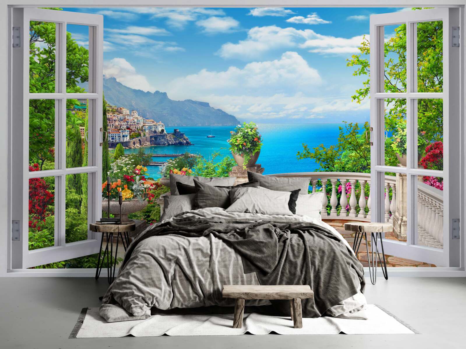 Fototapeten Eine Waldwohnung mit einer Veranda