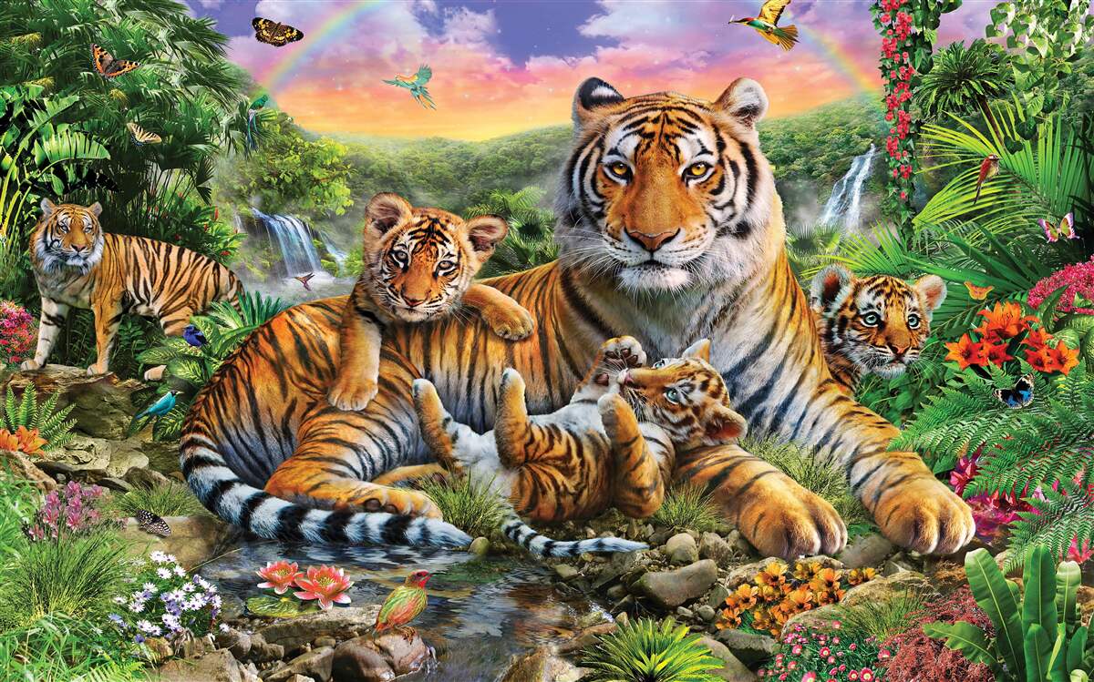 Fototapeten Tigerfamilie