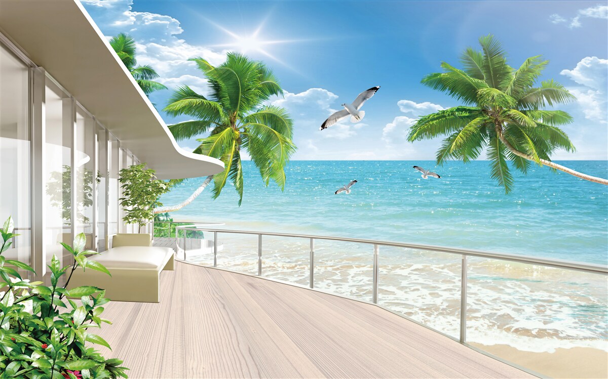 Fototapeten luxuriöse Villa am Meer