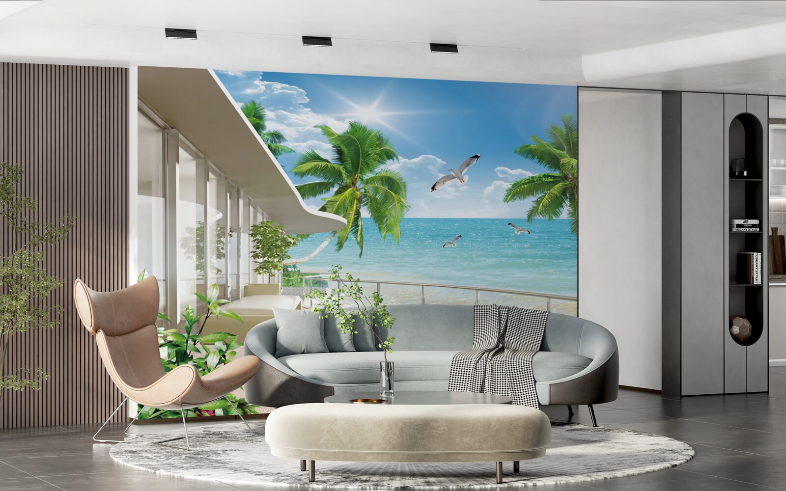 Fototapeten luxuriöse Villa am Meer