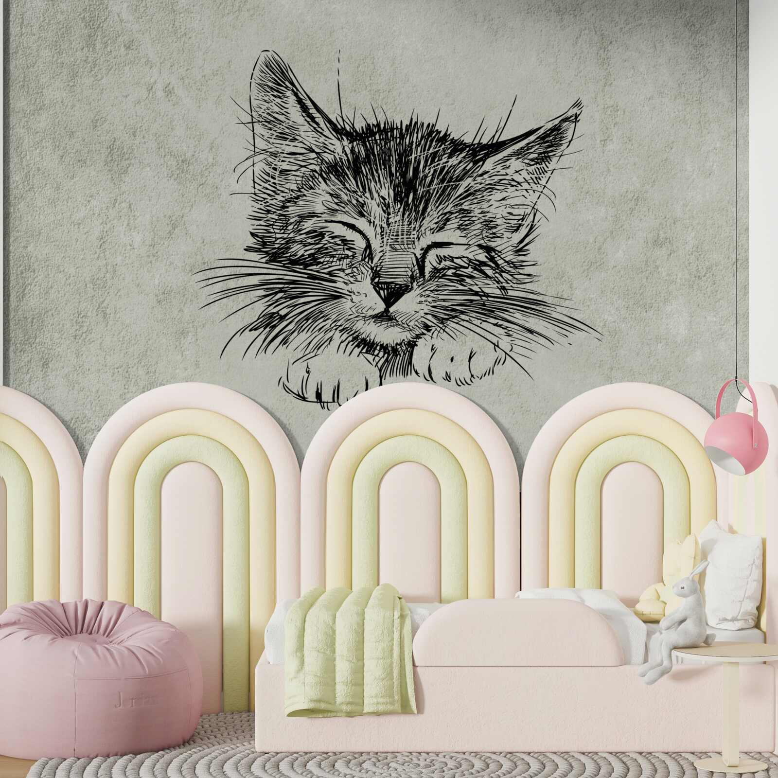 Fototapeten Das Foto zeigt eine Katze mit geschlossenen Augen