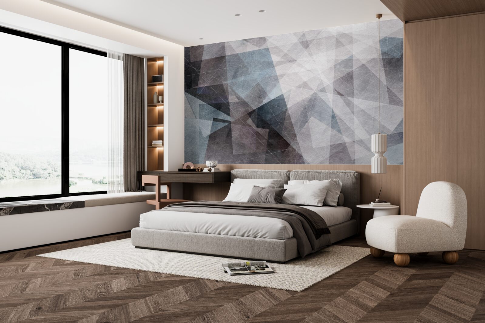 Fototapeten Abstrakter Hintergrundstil mit geometrischen Elementen