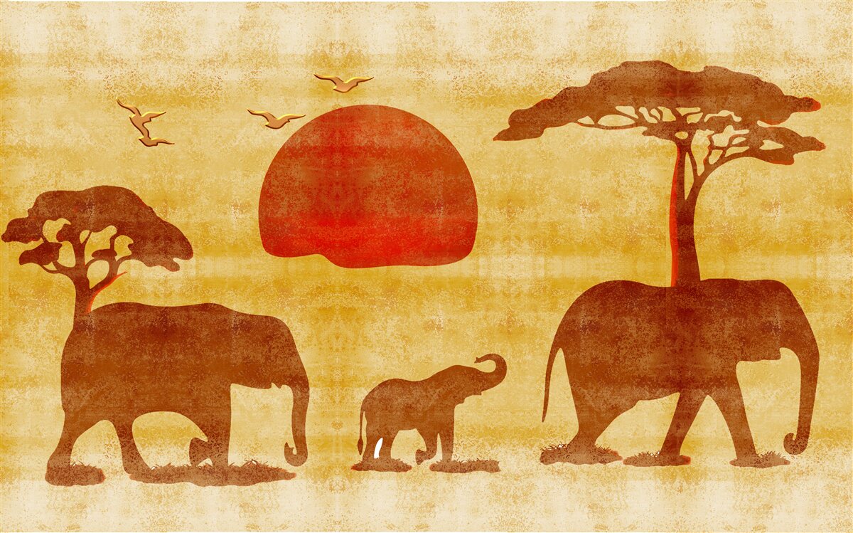 Fototapeten Elefantenfamilie aus Afrika