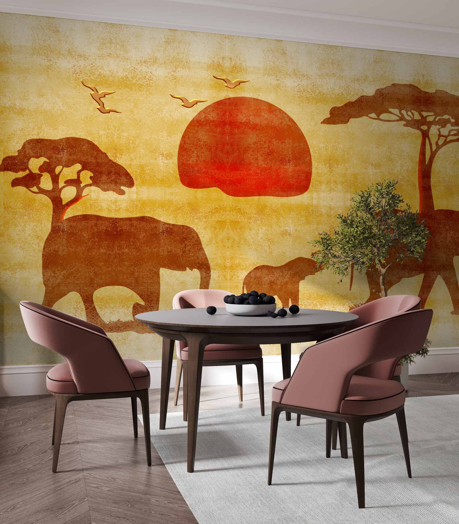 Fototapeten Elefantenfamilie aus Afrika