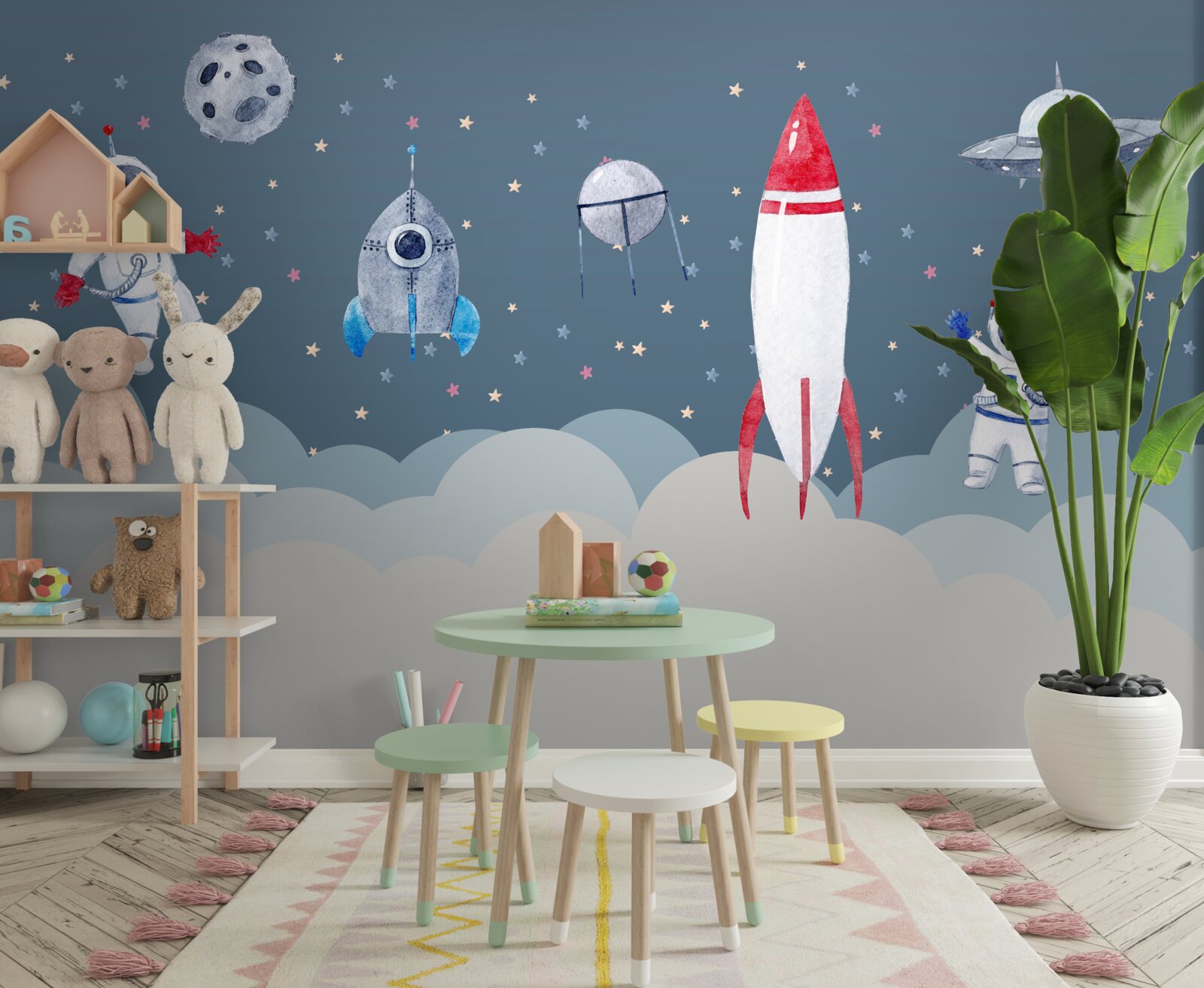 Fototapeten Astronauten und Raumschiffe im Universum