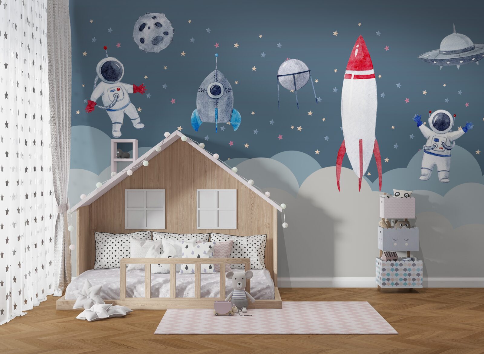 Fototapeten Astronauten und Raumschiffe im Universum
