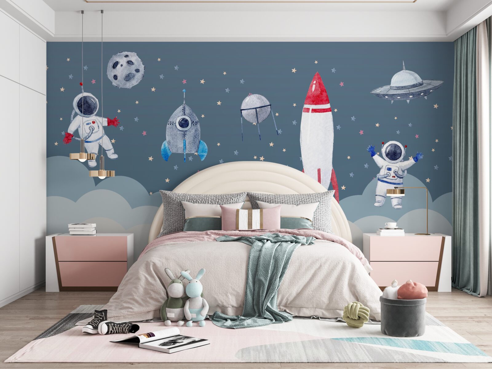 Fototapeten Astronauten und Raumschiffe im Universum