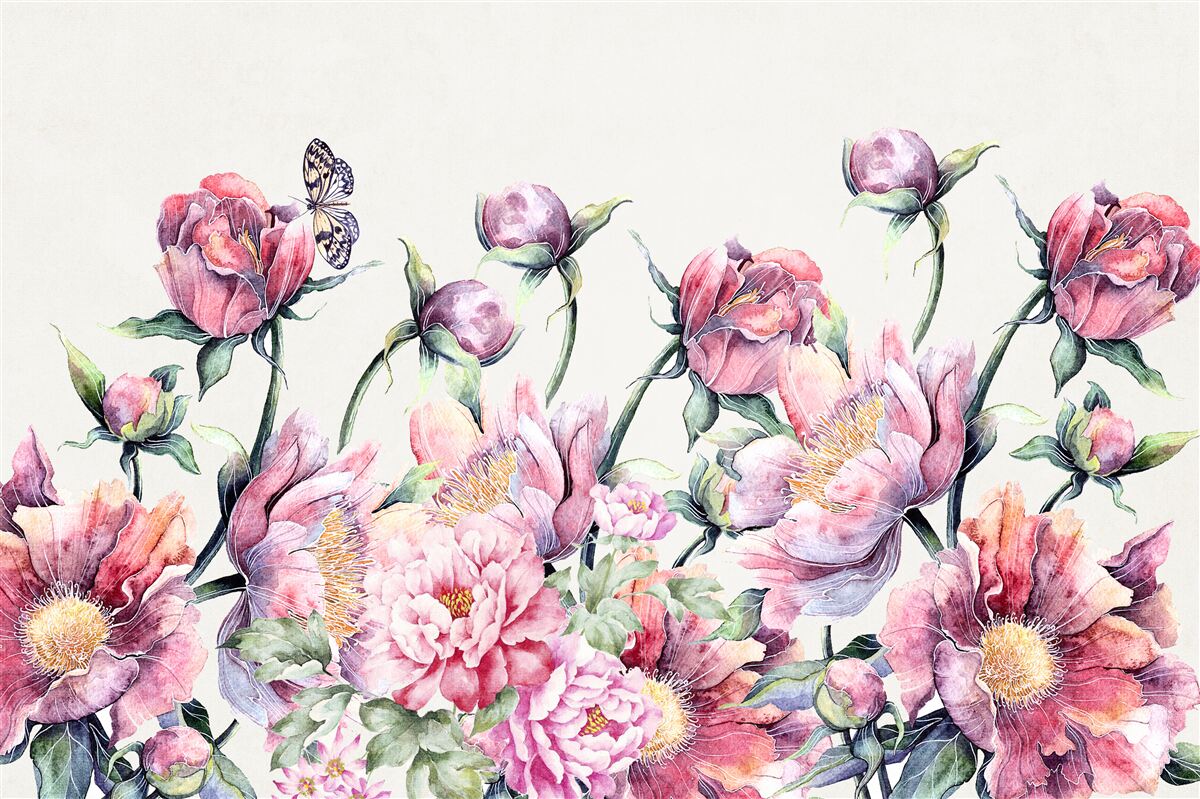 Fototapeten Blumen in verschiedenen Rosa -Schatten