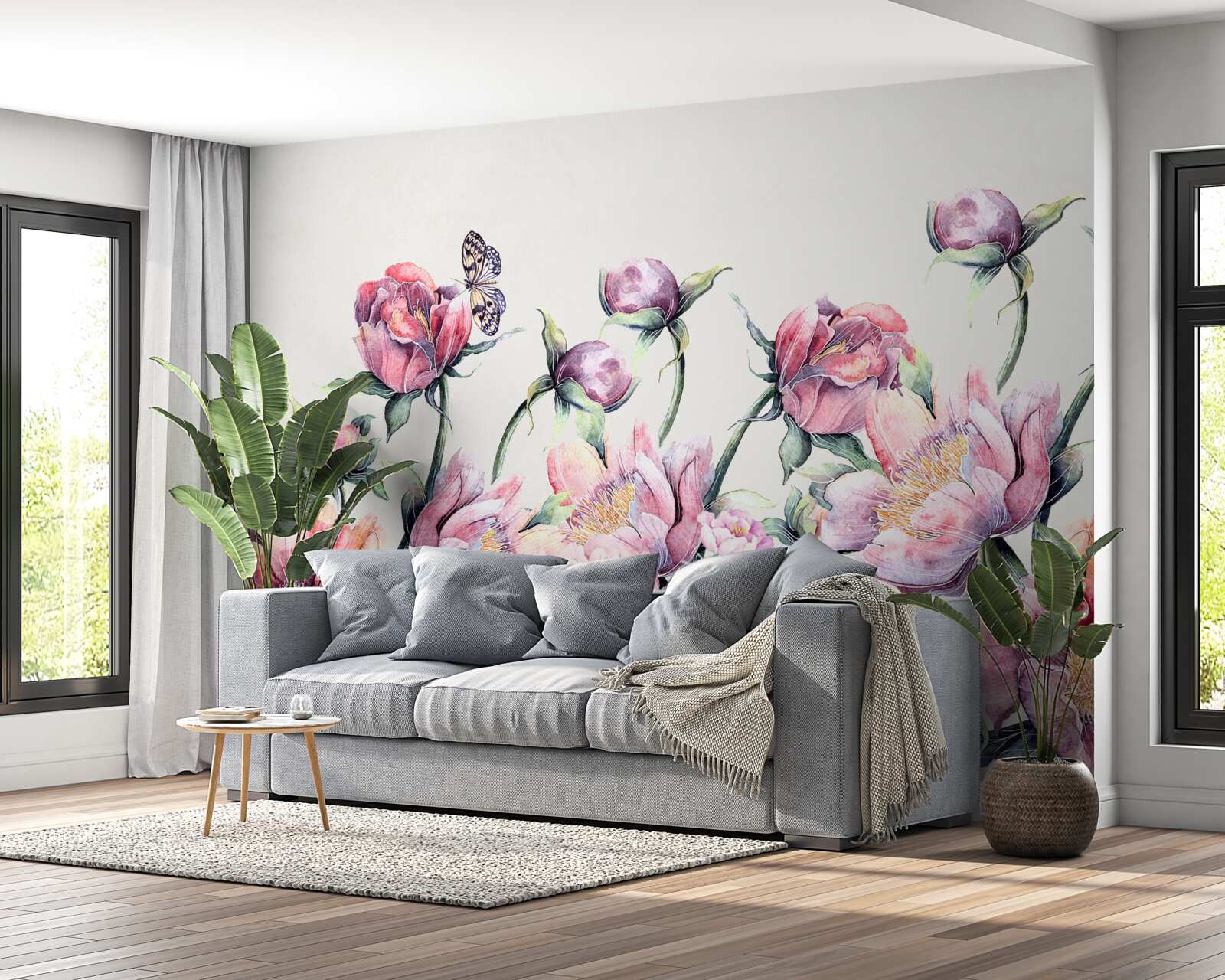 Fototapeten Blumen in verschiedenen Rosa -Schatten