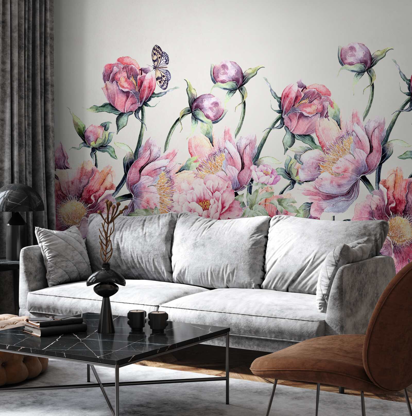 Fototapeten Blumen in verschiedenen Rosa -Schatten