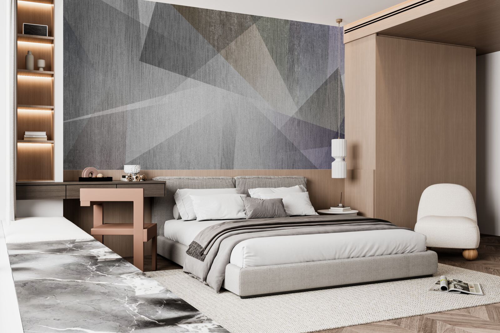 Fototapeten Hintergrund mit geometrischen Formen im abstrakten Stil