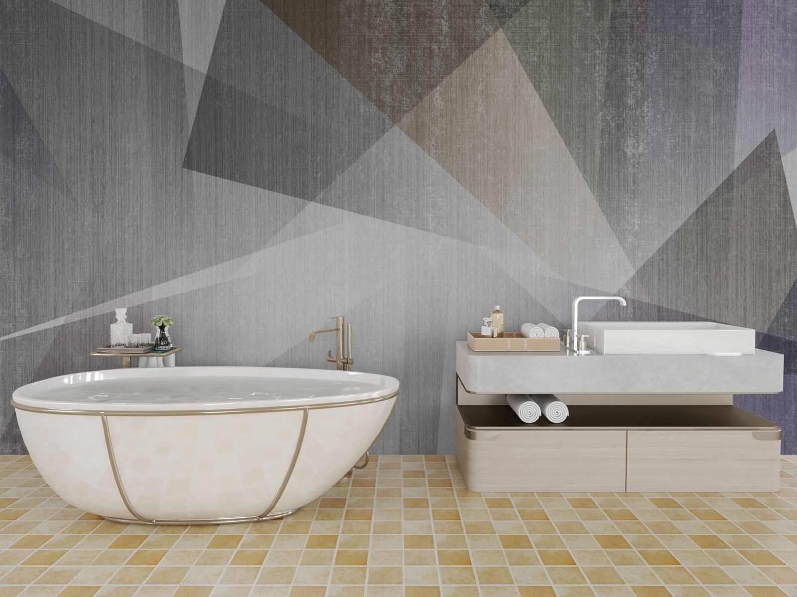 Fototapeten Hintergrund mit geometrischen Formen im abstrakten Stil