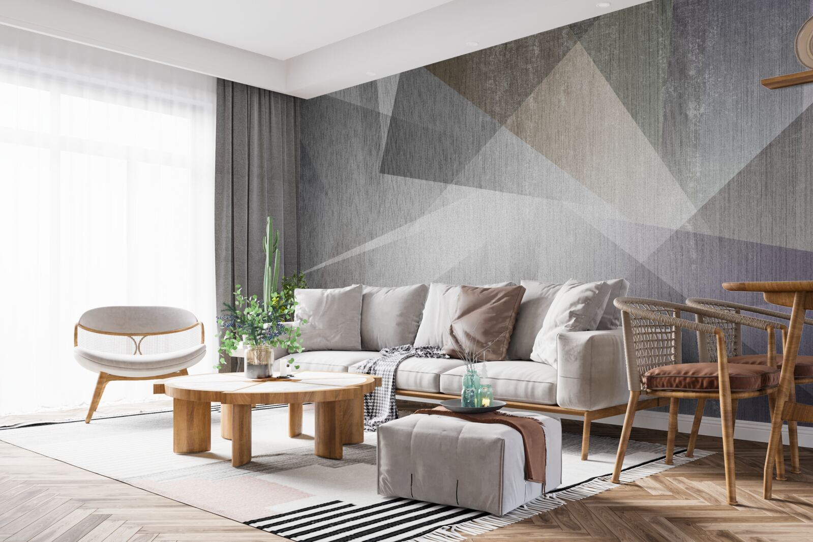 Fototapeten Hintergrund mit geometrischen Formen im abstrakten Stil