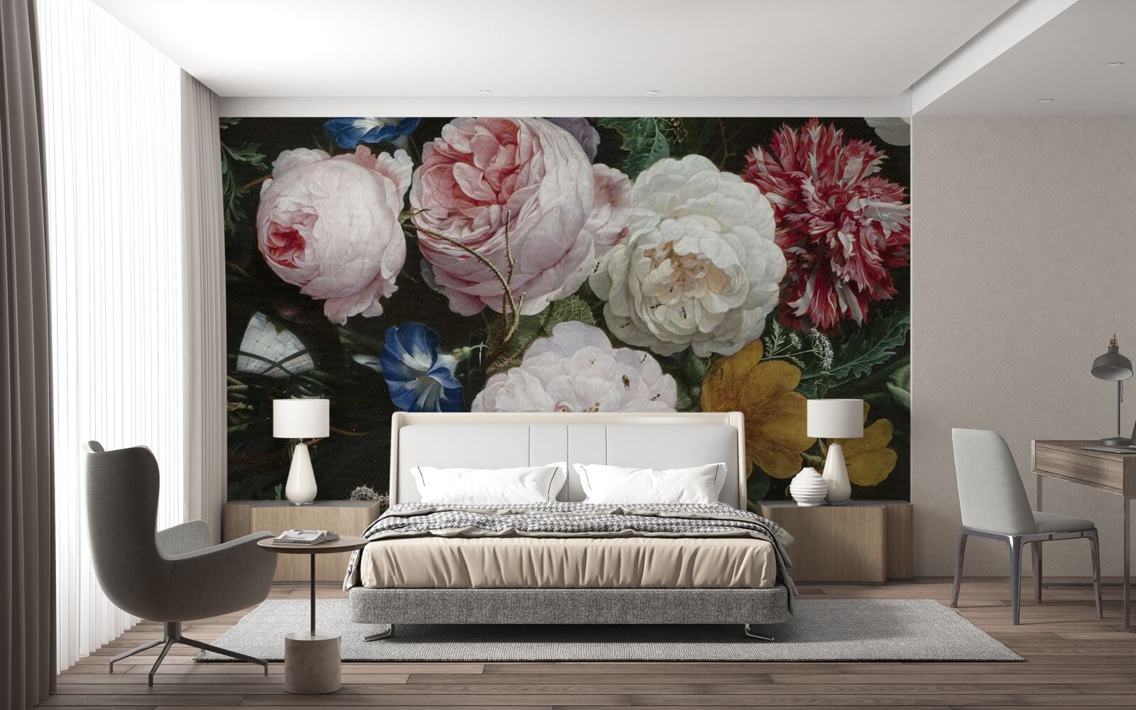 Fototapeten Große Pastellblumen