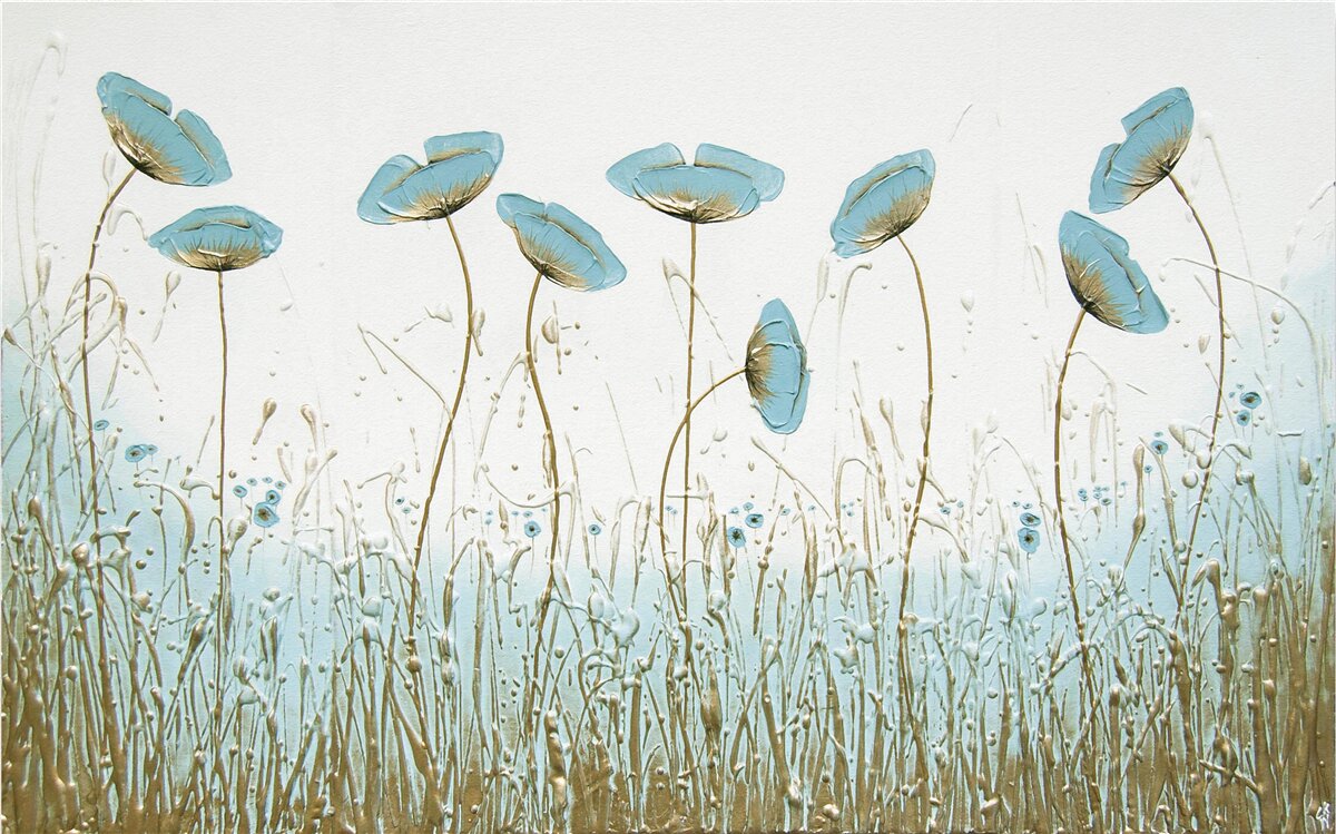 Fototapeten Blaue Blumen auf anmutigen Stielen