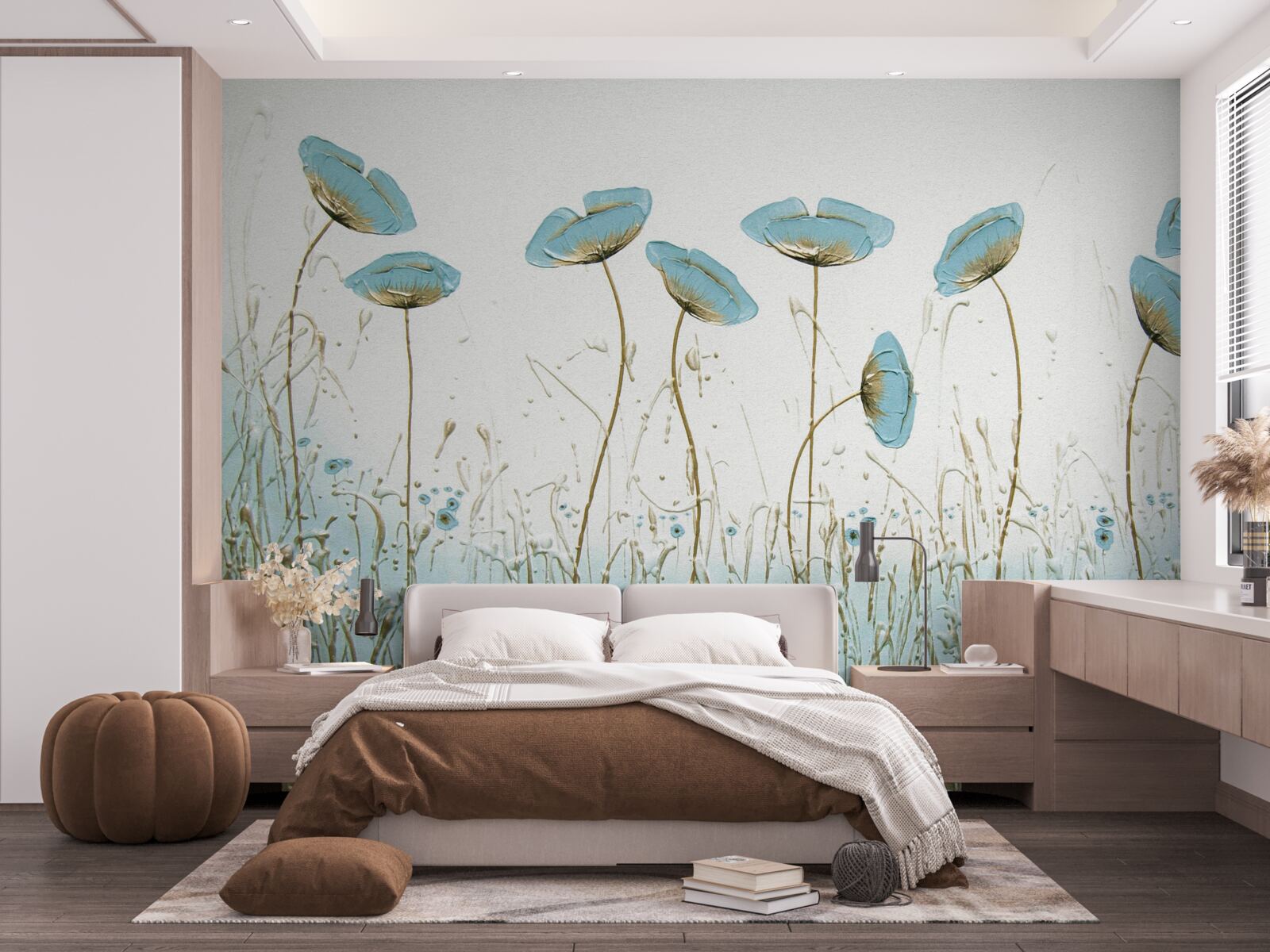 Fototapeten Blaue Blumen auf anmutigen Stielen
