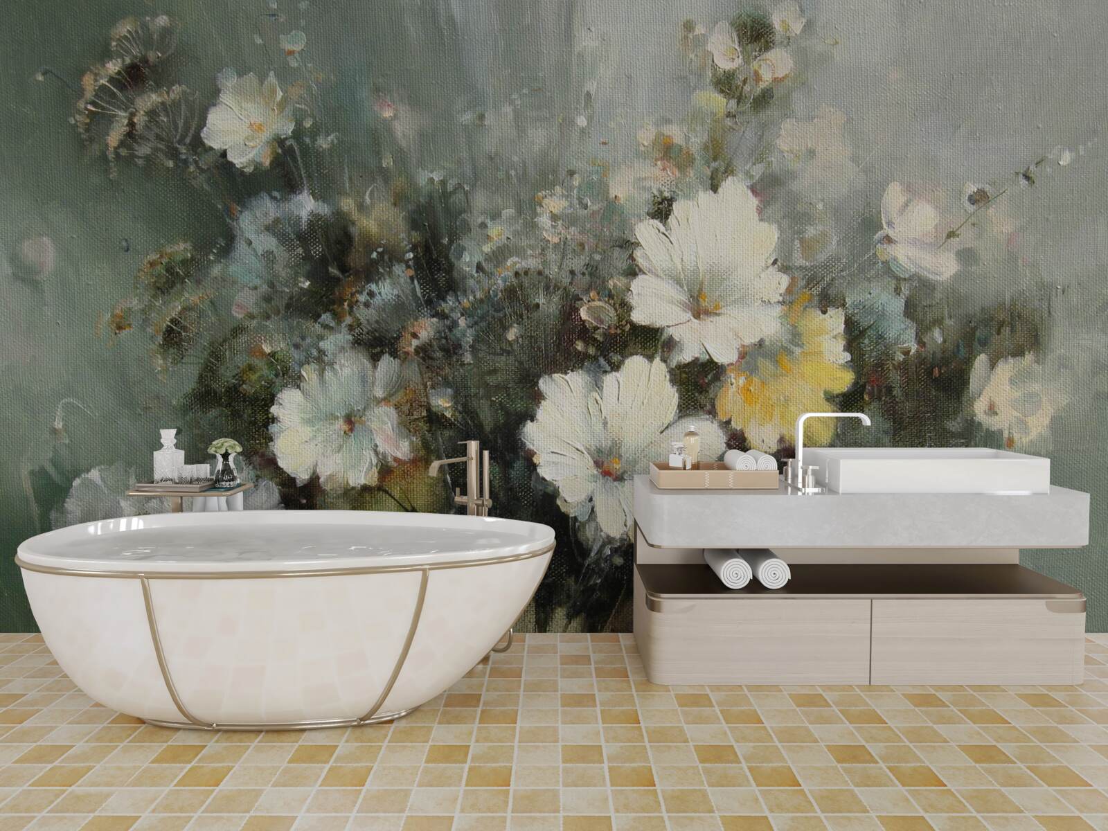 Fototapeten Zusammensetzung verschiedener Arten von Blumen