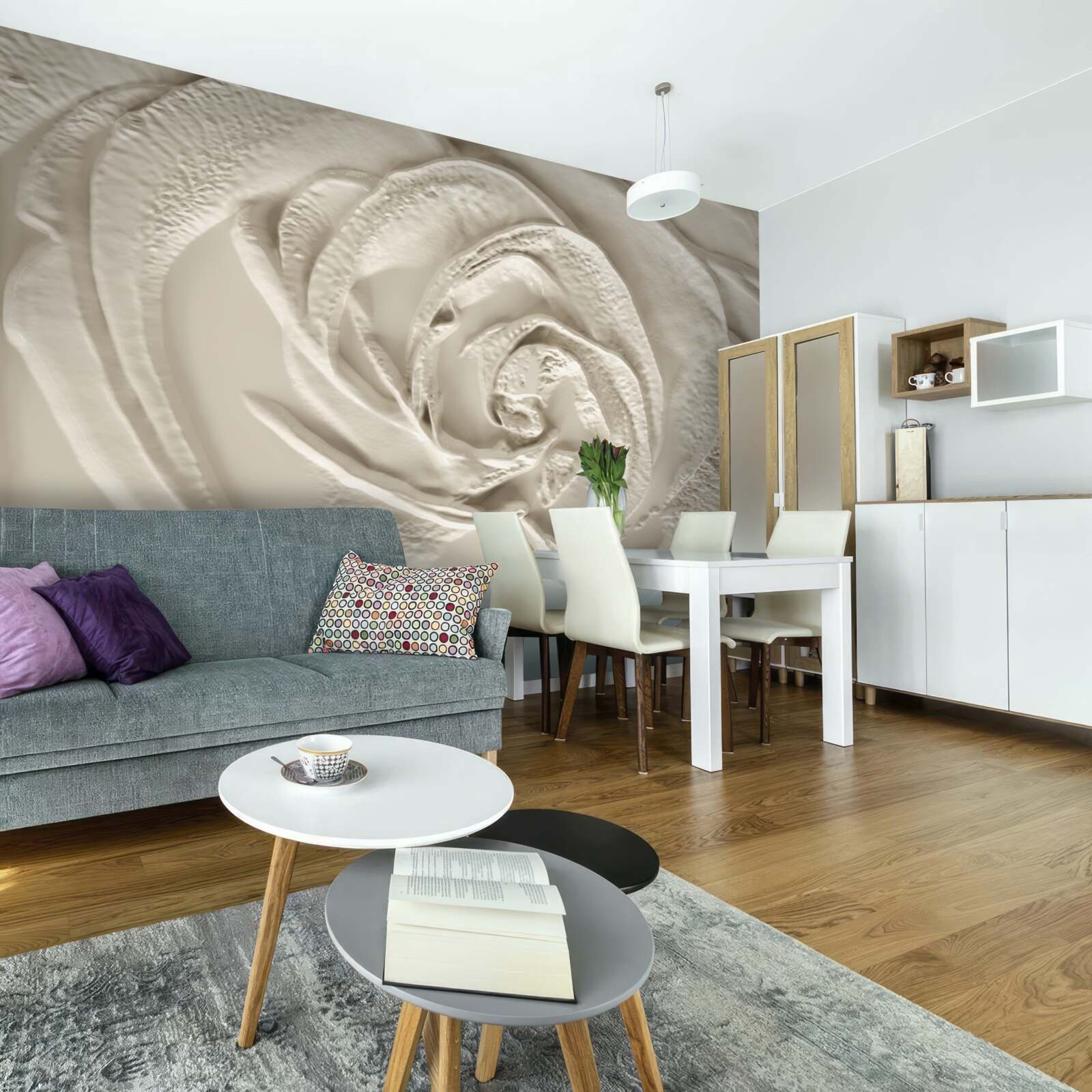 Fototapeten Gipsrelief mit dem Bild der Rose