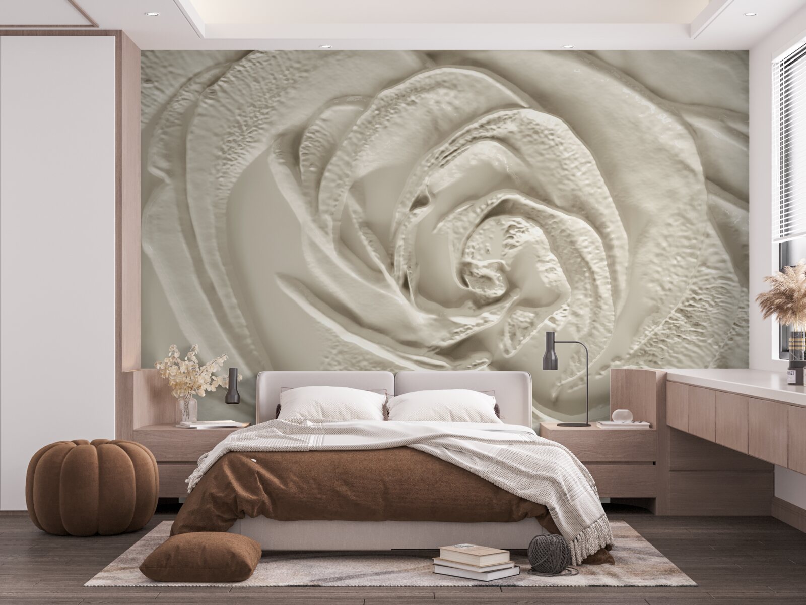 Fototapeten Gipsrelief mit dem Bild der Rose
