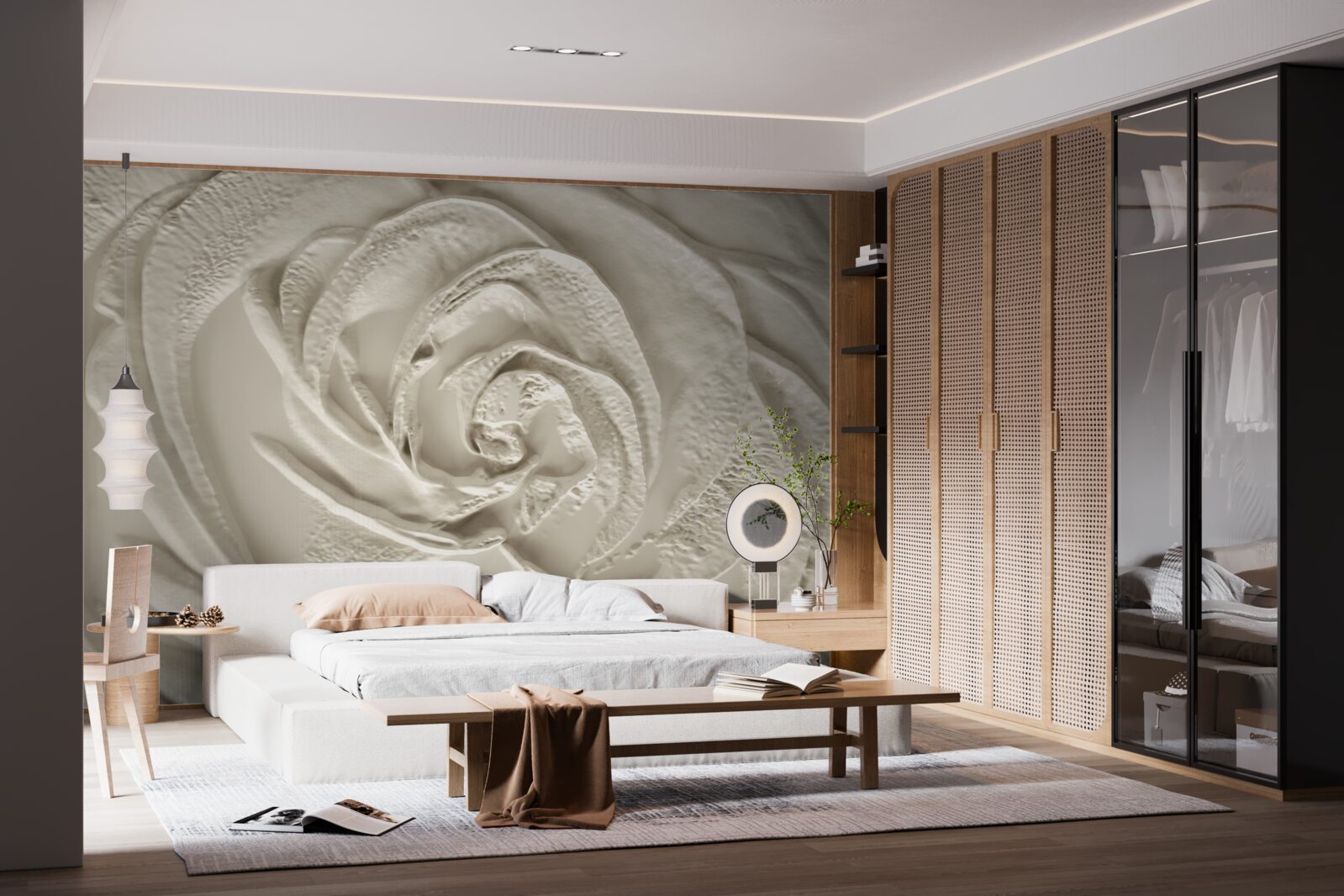 Fototapeten Gipsrelief mit dem Bild der Rose
