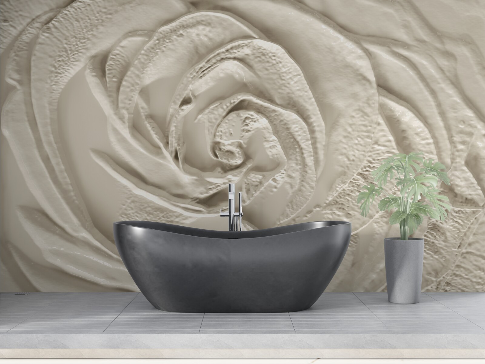 Fototapeten Gipsrelief mit dem Bild der Rose