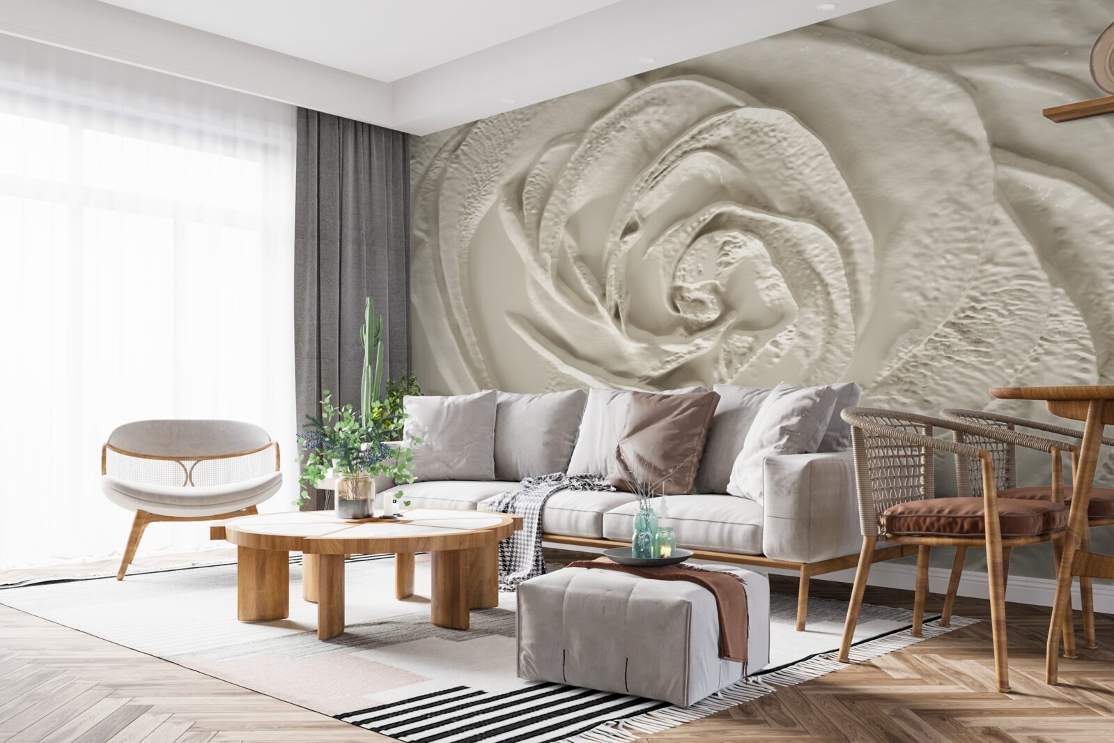 Fototapeten Gipsrelief mit dem Bild der Rose