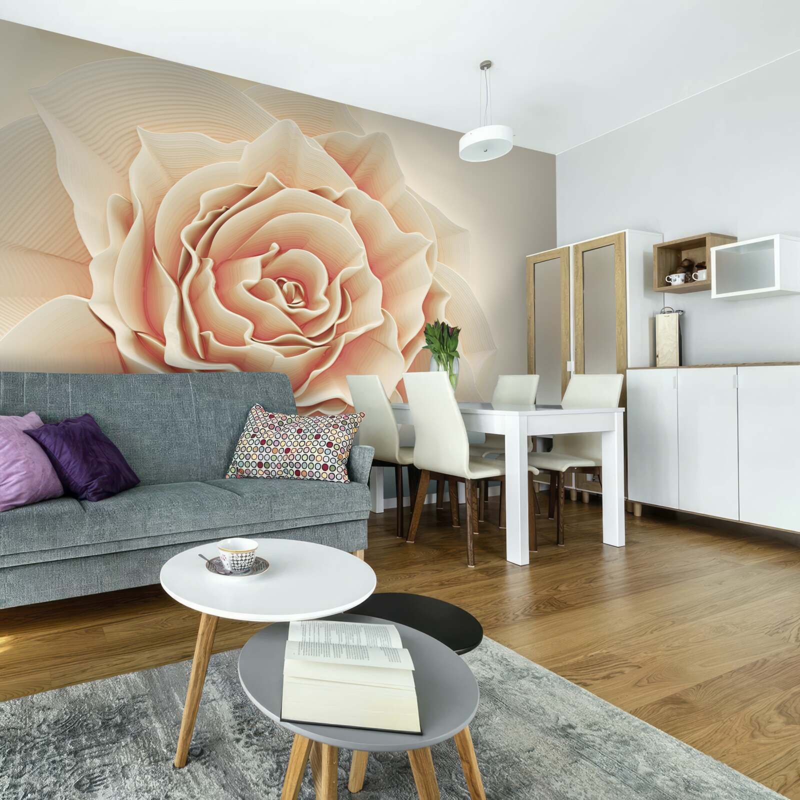 Fototapeten Große cremige Rose