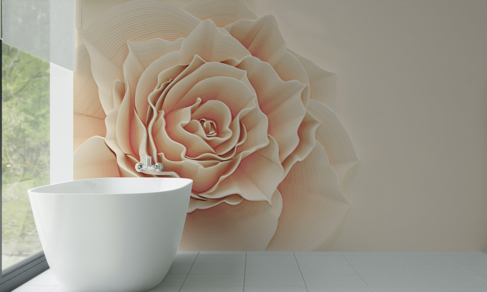 Fototapeten Große cremige Rose