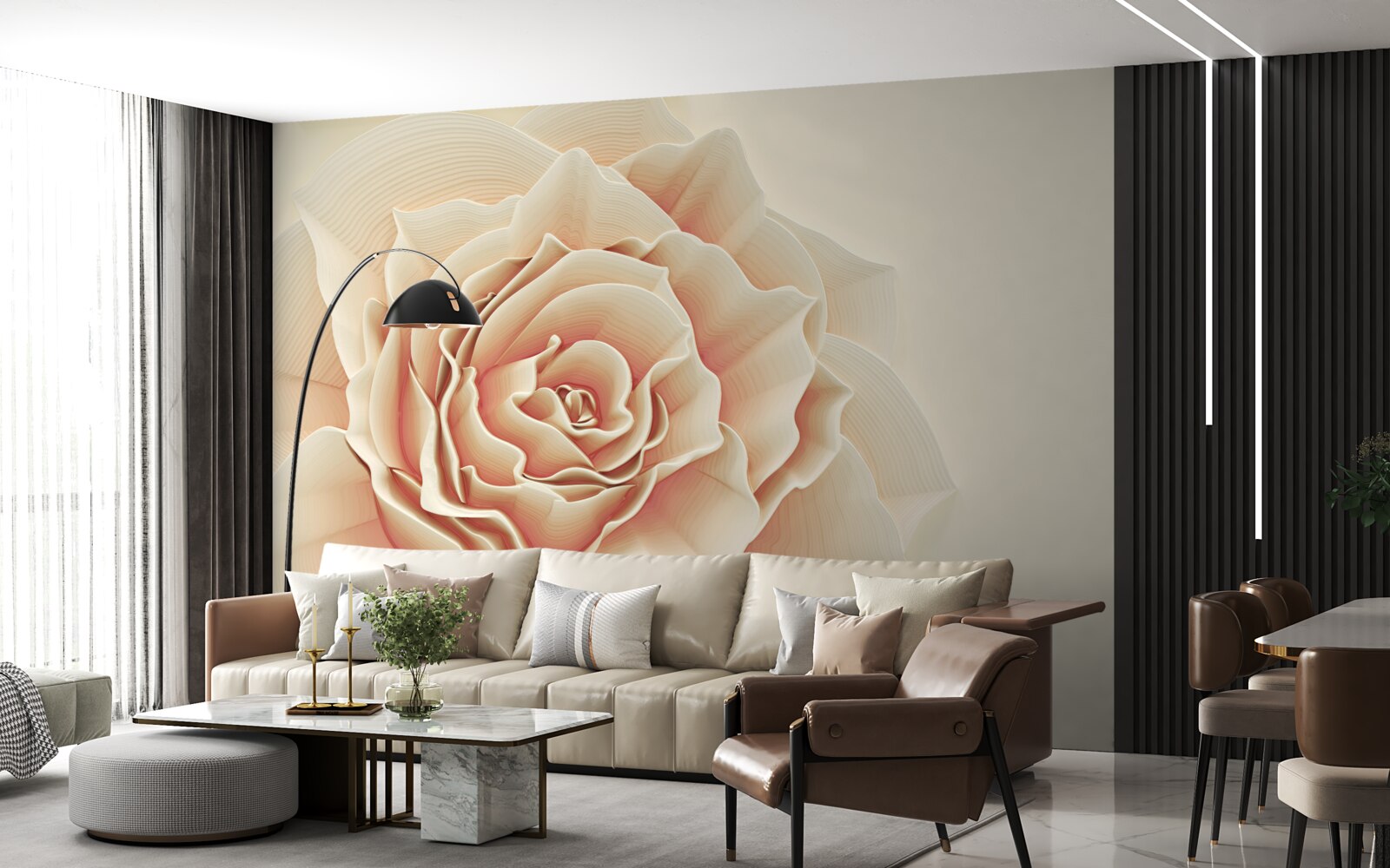 Fototapeten Große cremige Rose