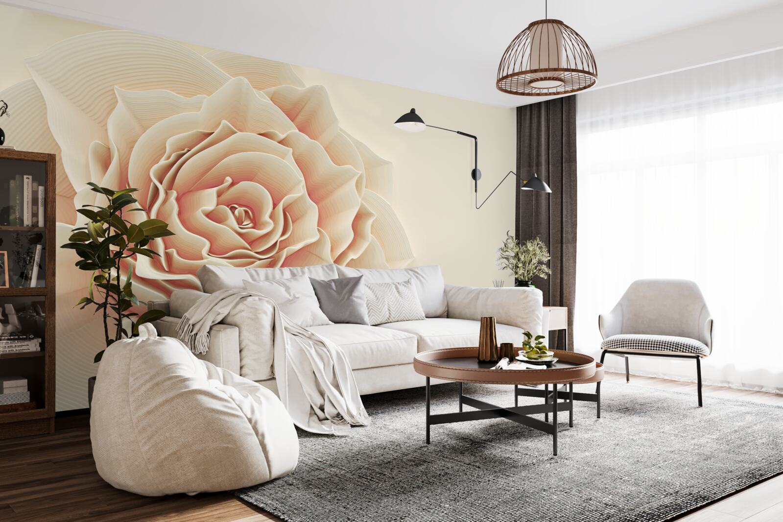 Fototapeten Große cremige Rose