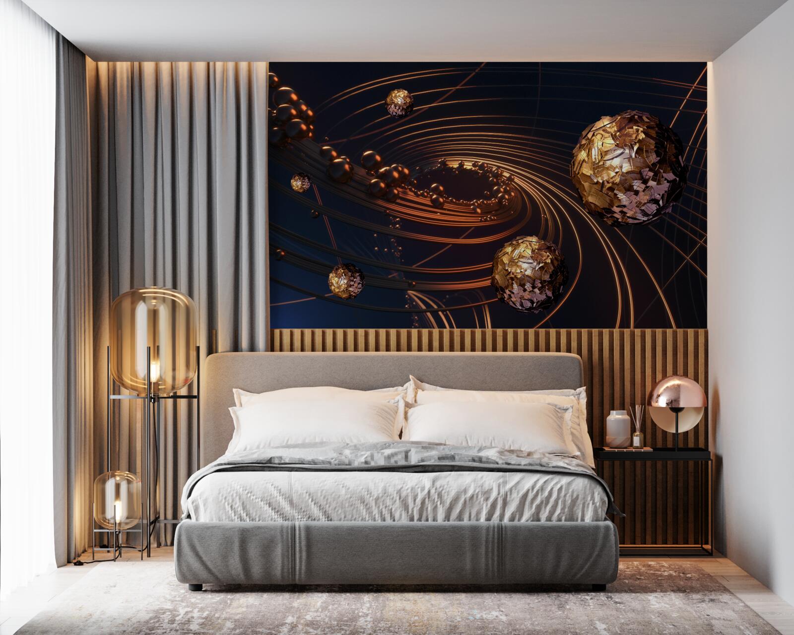 Fototapeten goldene leuchtende Kugeln