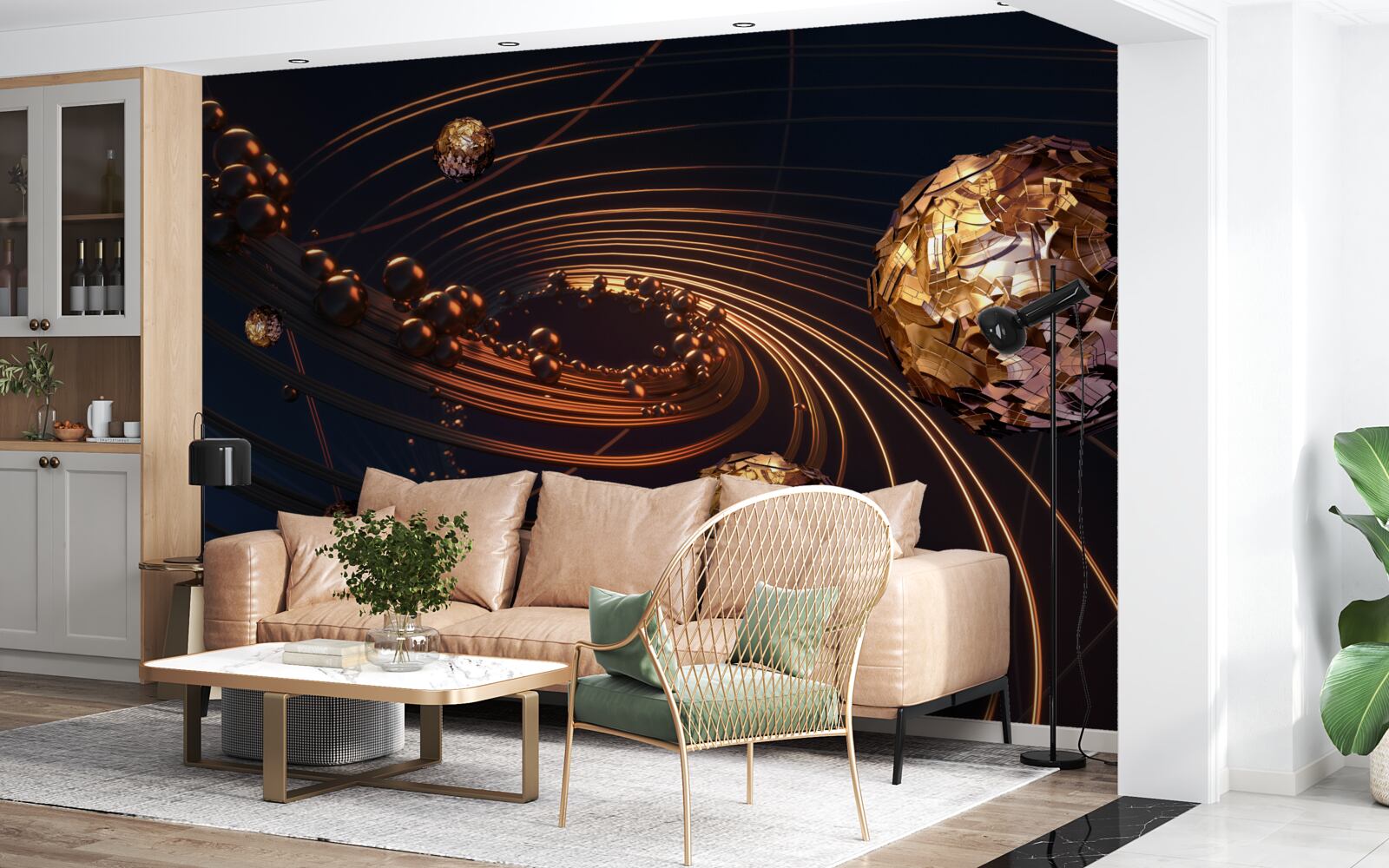 Fototapeten goldene leuchtende Kugeln