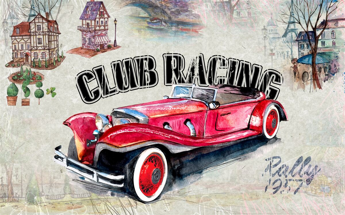 Fototapeten Historisches rotes Auto