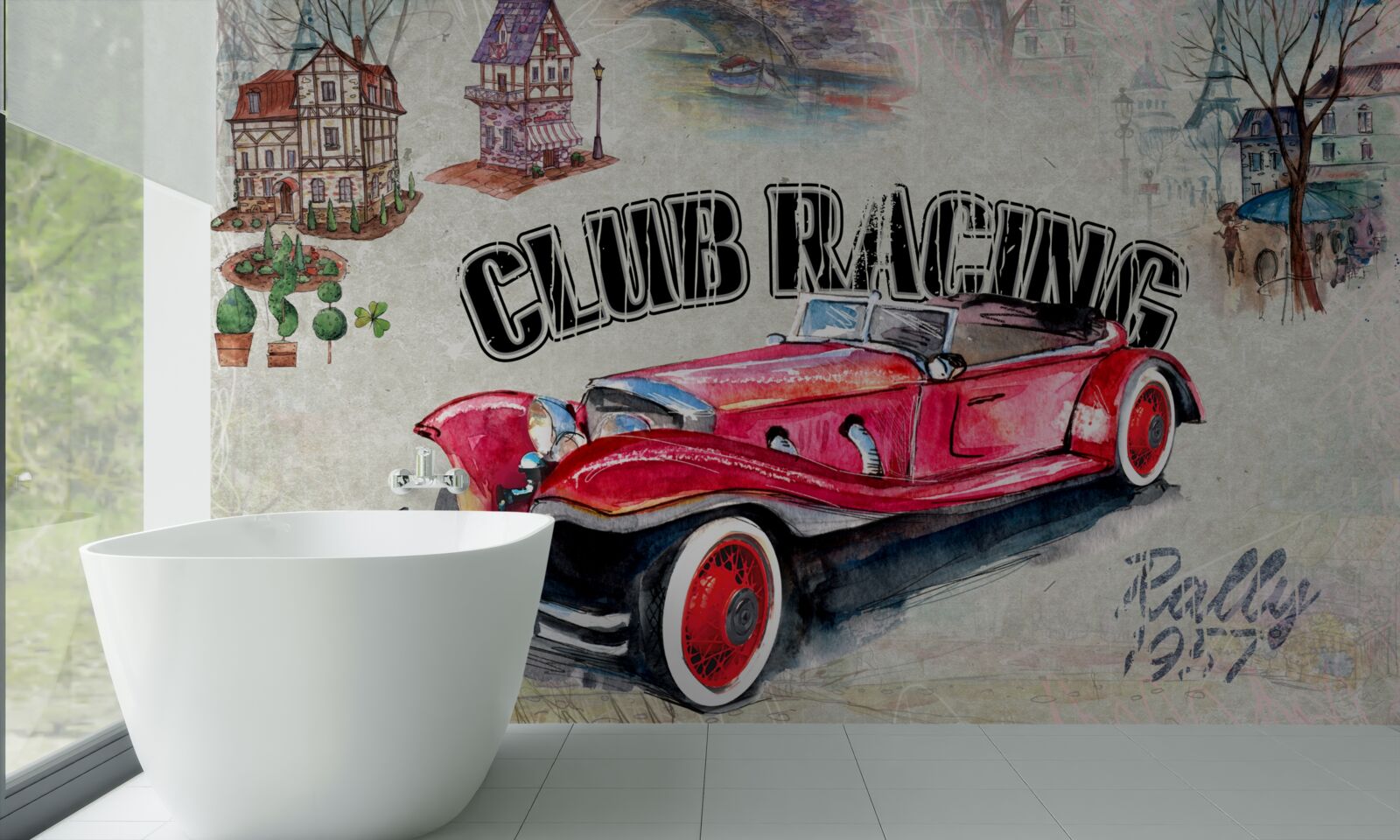 Fototapeten Historisches rotes Auto