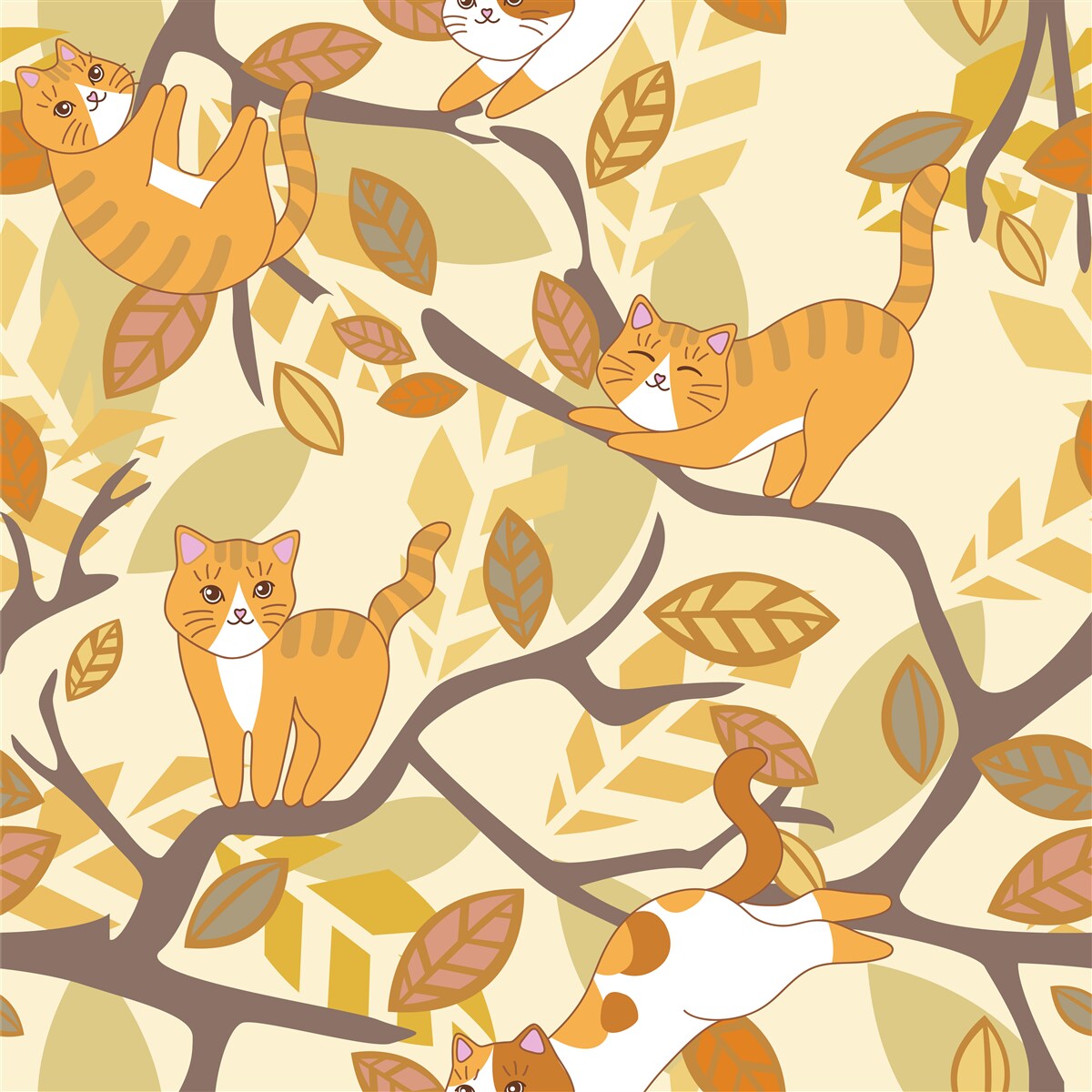 Fototapeten Rote Katzen sitzen auf einem Baum
