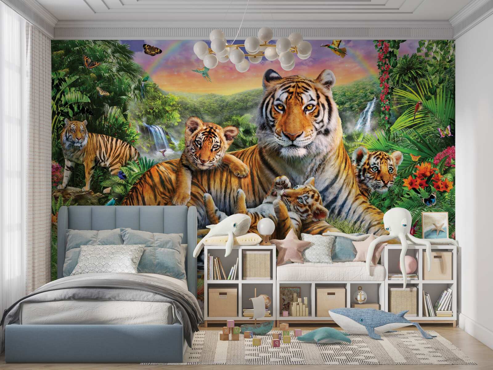 Fototapeten Mutter und junge Tiger ruhen im Dschungel