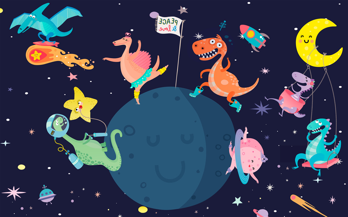 Fototapeten Space Dinosaurier